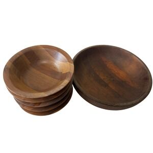 Wooden Walnut Serving Salad Bowl Set 1 Large Bowl 4 Small Bowl Kitchen Tableware